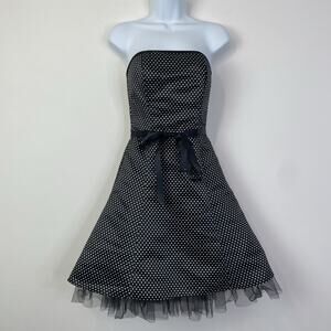 Jessica McClintock For Gunne Sax Polka Dot Tulle‎ Belted Mini Dress Size 3 Prom